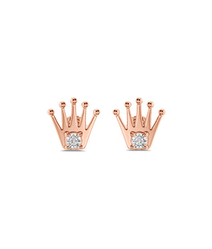 Crown Charm Solitaire Earring