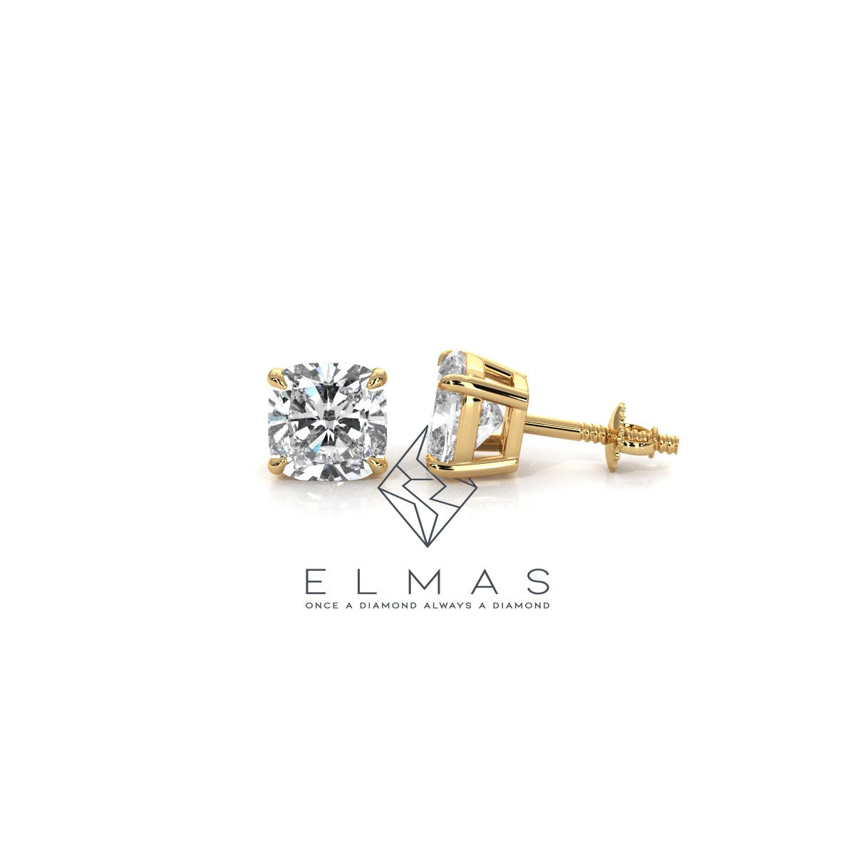 Cushion Solitaire Stud Earring
