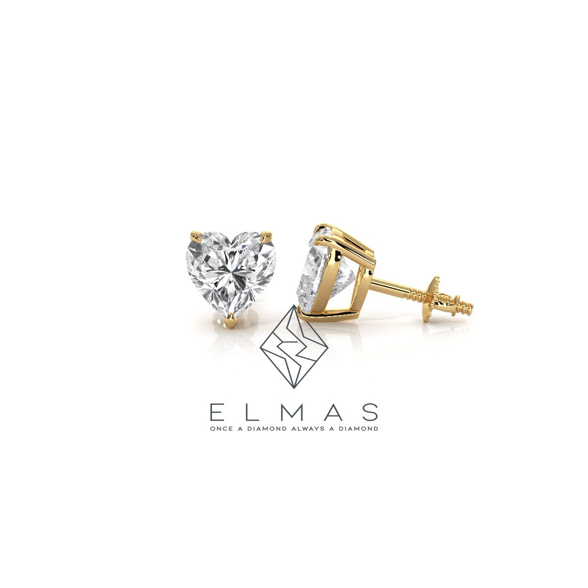 Heart Solitaire Stud Earring