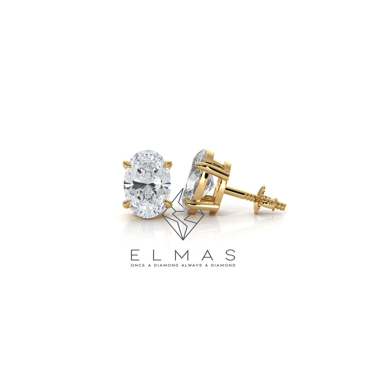 Oval Solitaire Stud Earring