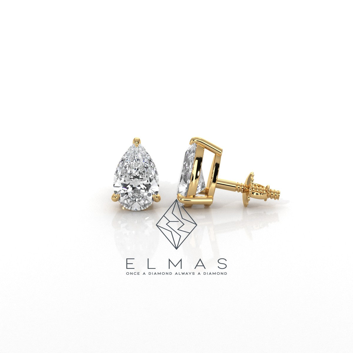 Pear Solitaire Stud  Earring