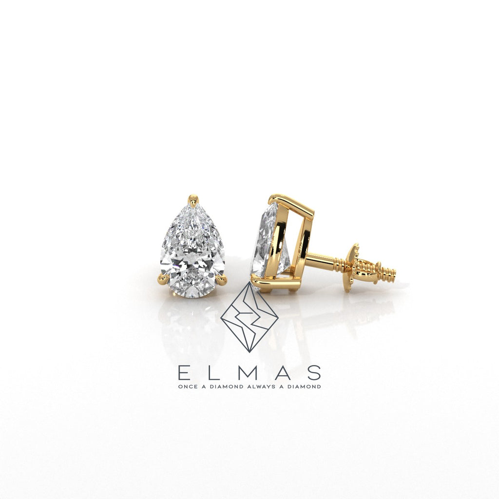 Pear Solitaire Stud  Earring