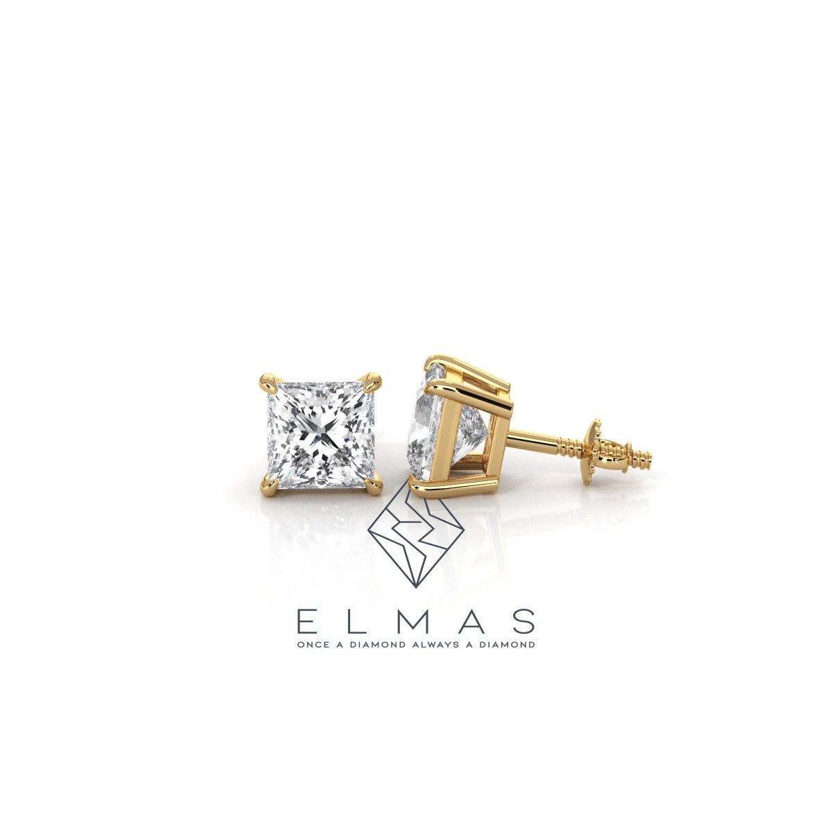 Princess Solitaire Stud  Earring