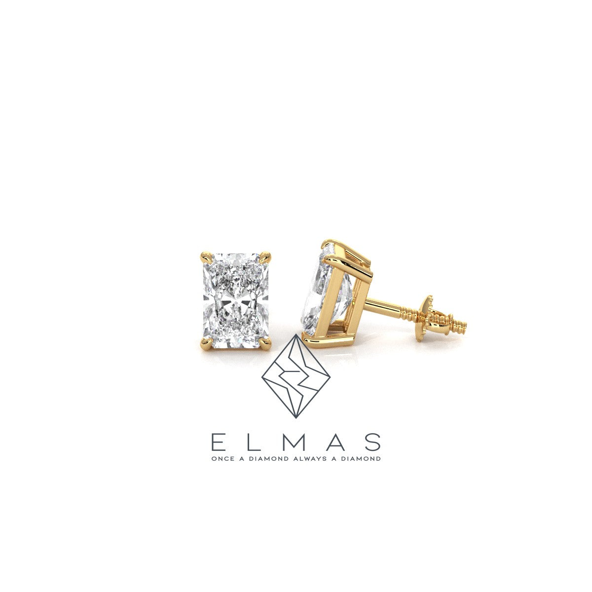 Radiant Solitaire Stud  Earring