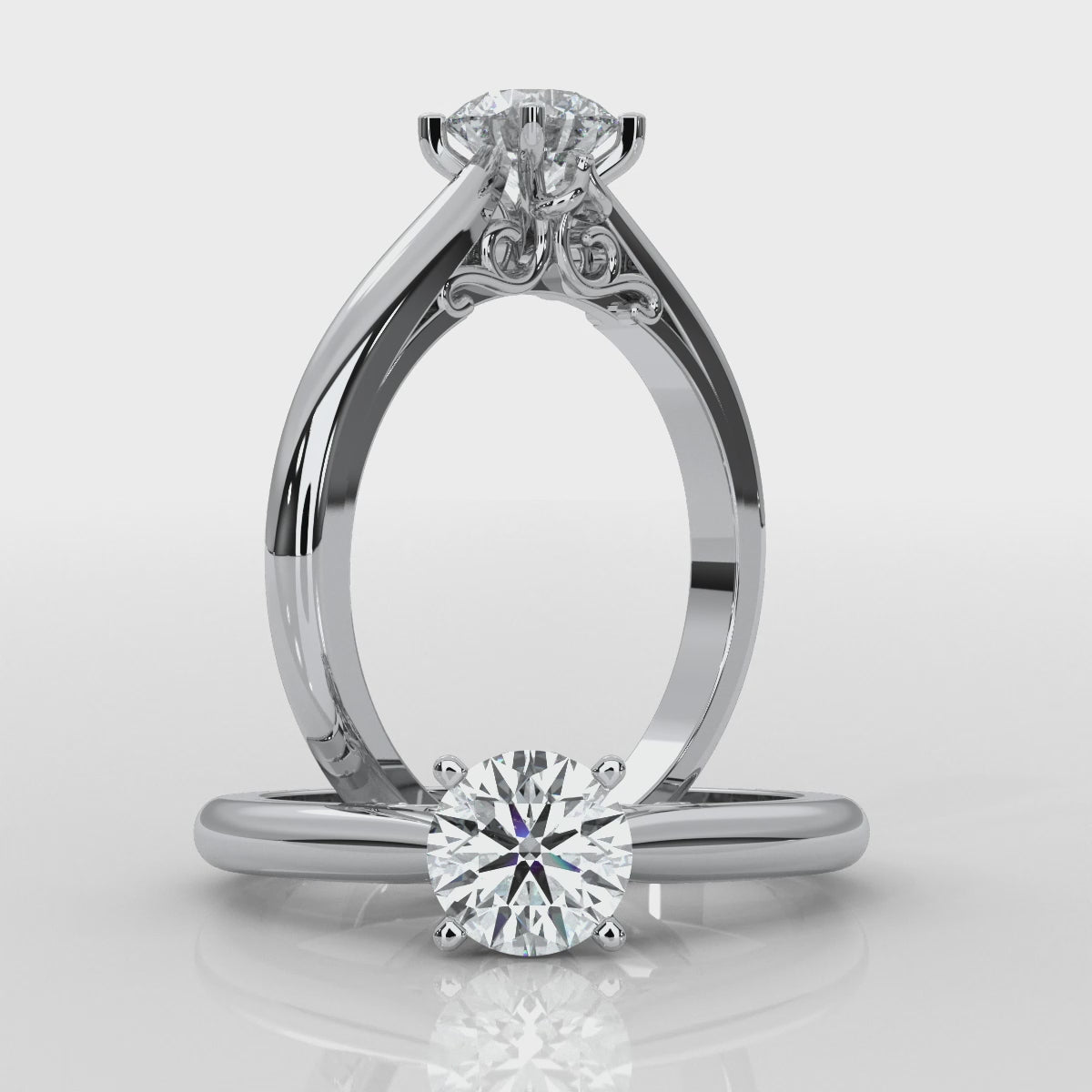 Round Halo Engagement Ring in Pavé Setting - Darry Ring