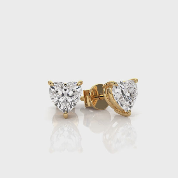 Heart - Gold Lab Grown Diamond Earrings For Women