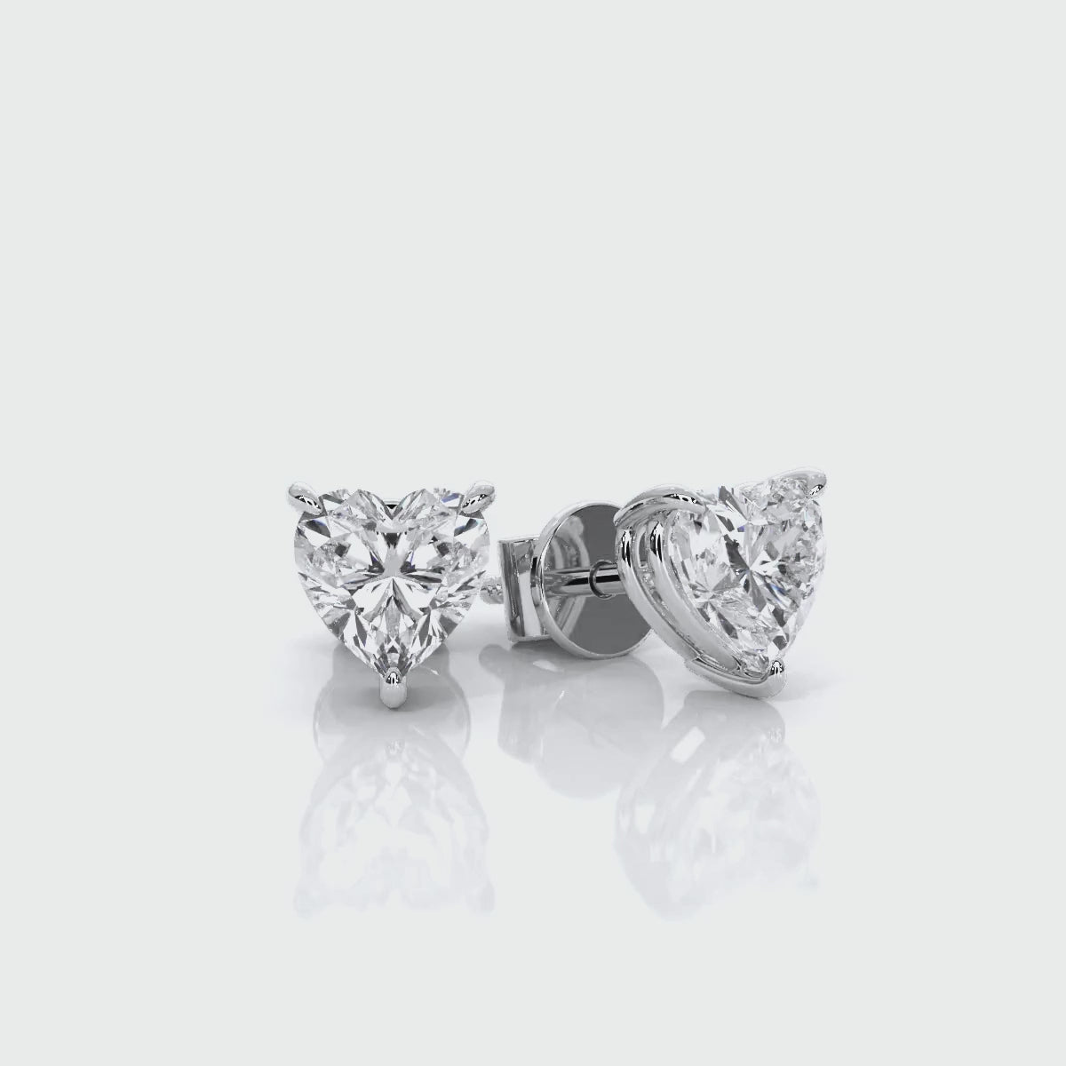 Heart - White Rose Gold Lab Grown Diamond Earrings For Women