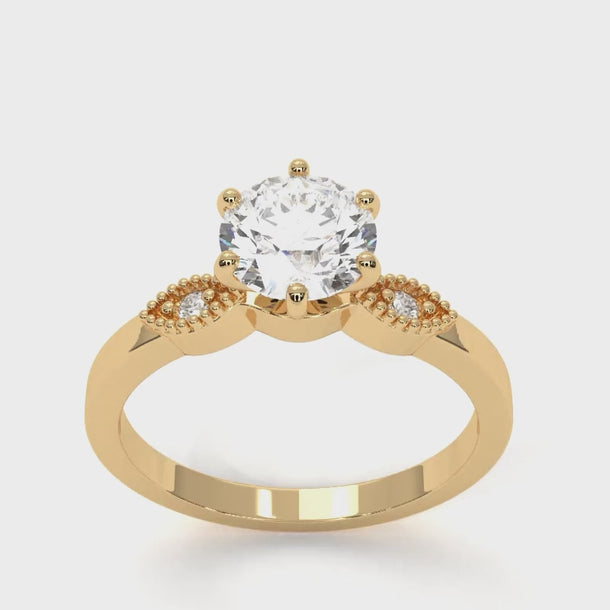 Bling Queen - Gold Lab Grown Diamond Ring For Women