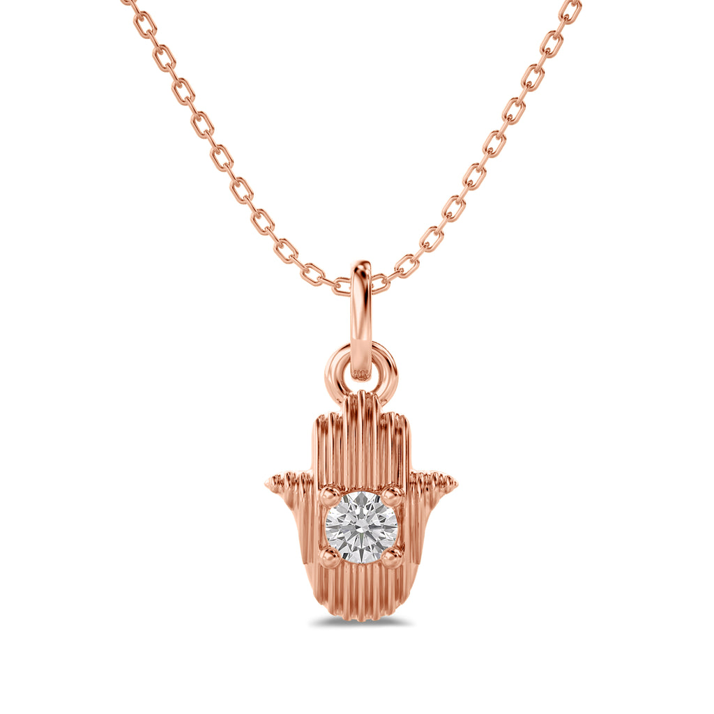 Hamsa Hand Charm Solitaire Pendant