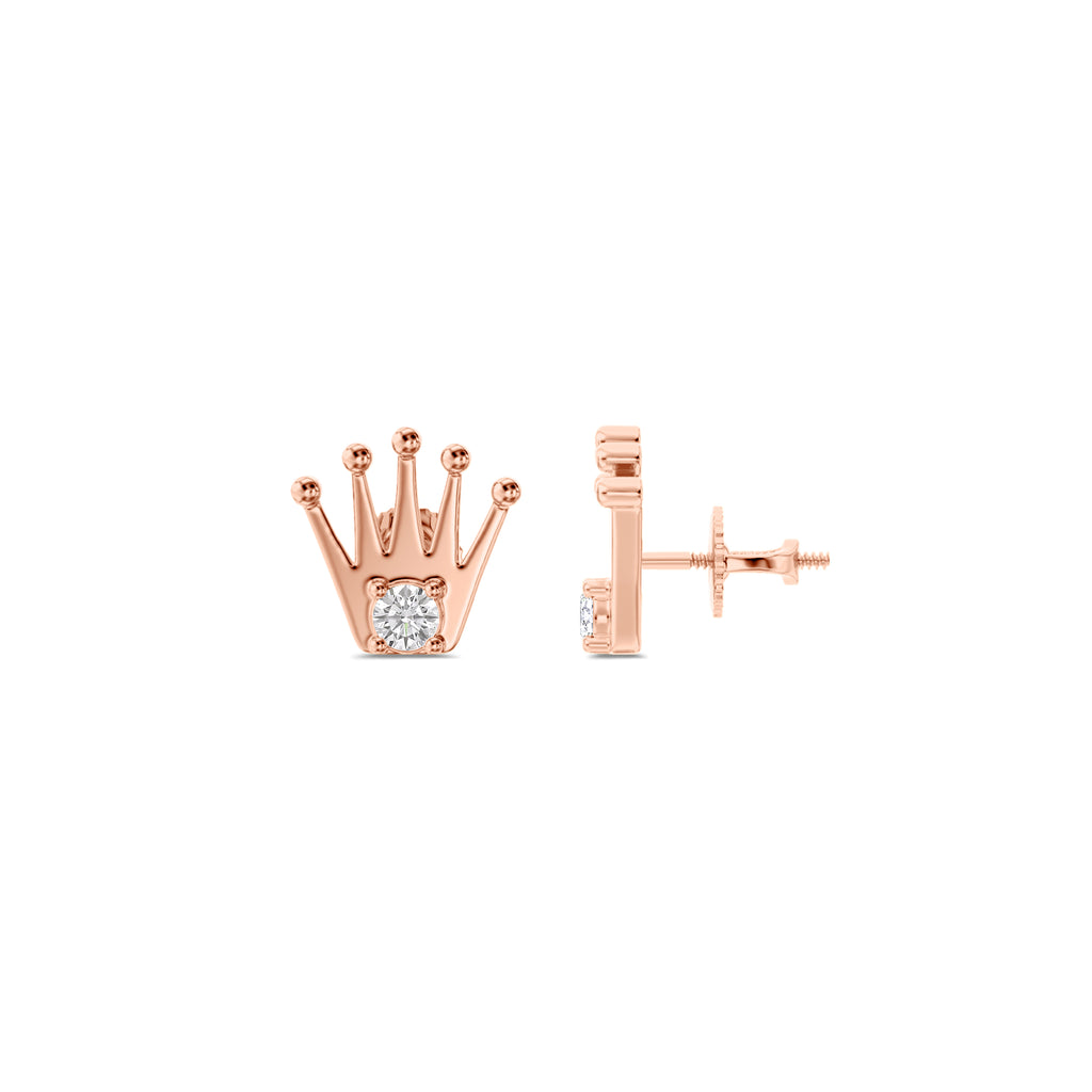 Crown Charm Solitaire Earring