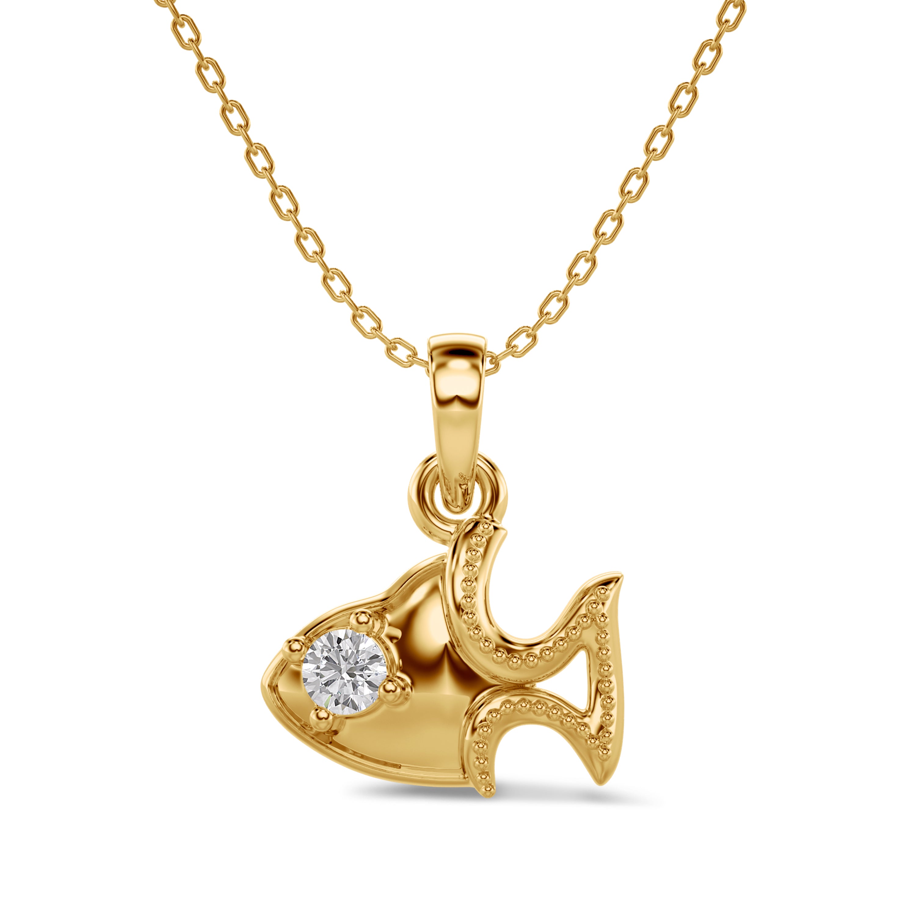 Fish Charm Solitaire Pendant